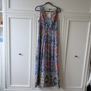Maeve floor length silk Maxi dress, size 10. From Anthropologie